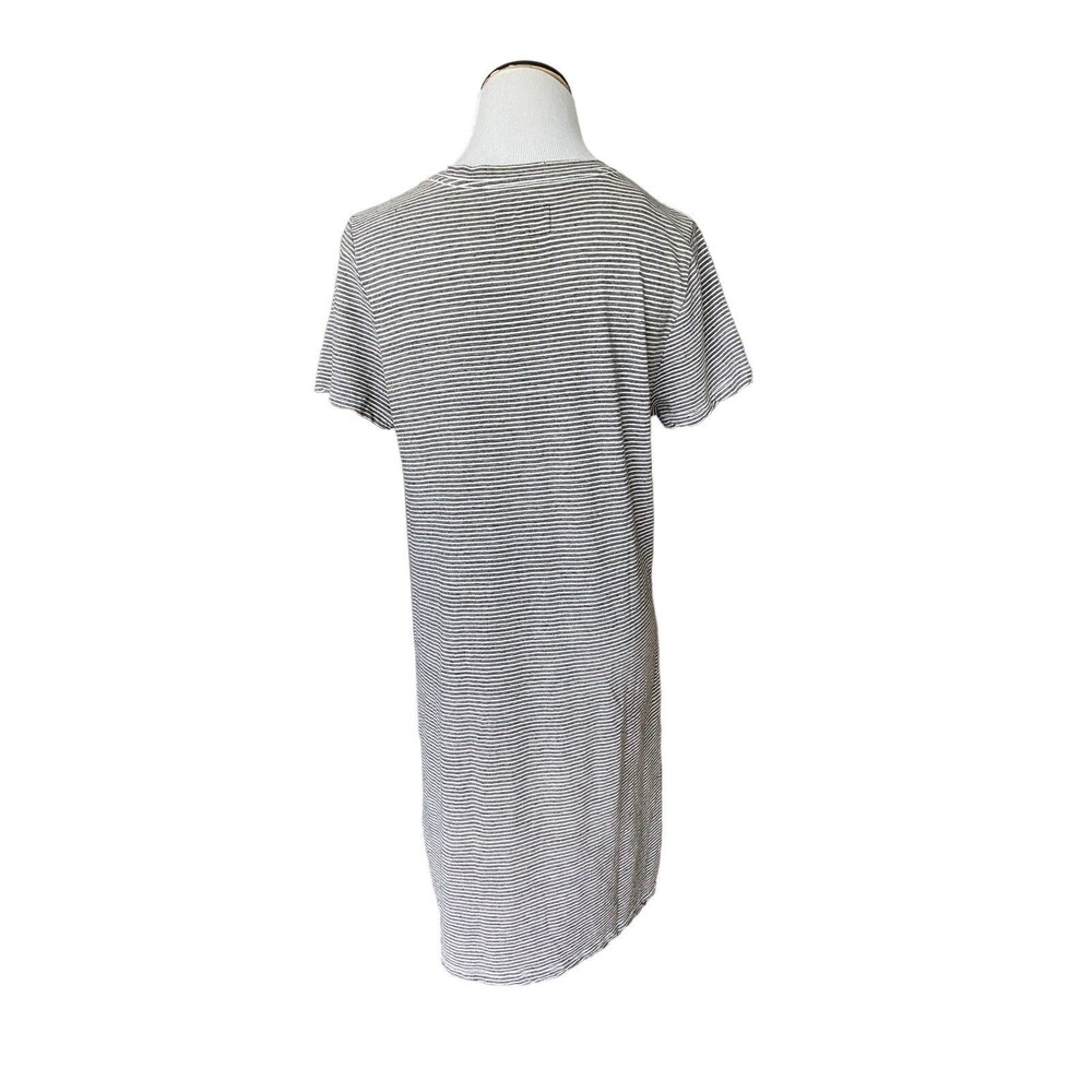 Current Elliott Women Beatnik Shrirt Dress Size M Gray Striped Distressed Casual - Picture 5 of 14